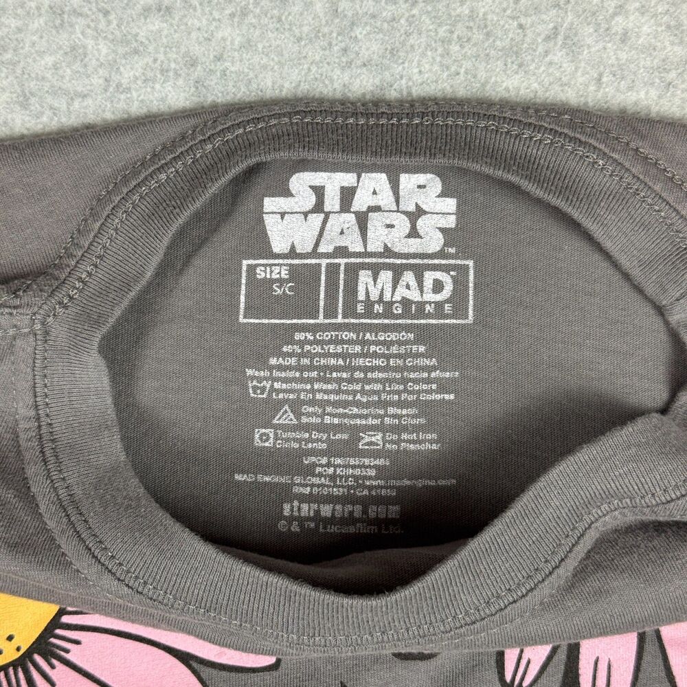 Women's Star Wars Mad Engine Grogu Baby Yoda Mandalorian Flowers & Frog Shirt -S - Picture 4 of 6